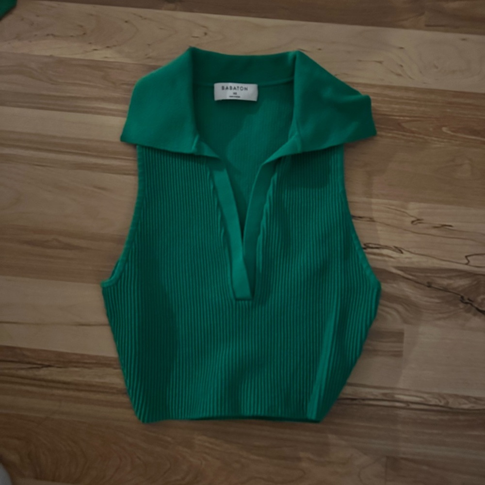 Aritzia Sculpt Knit Polo Top (cropped collar polo)